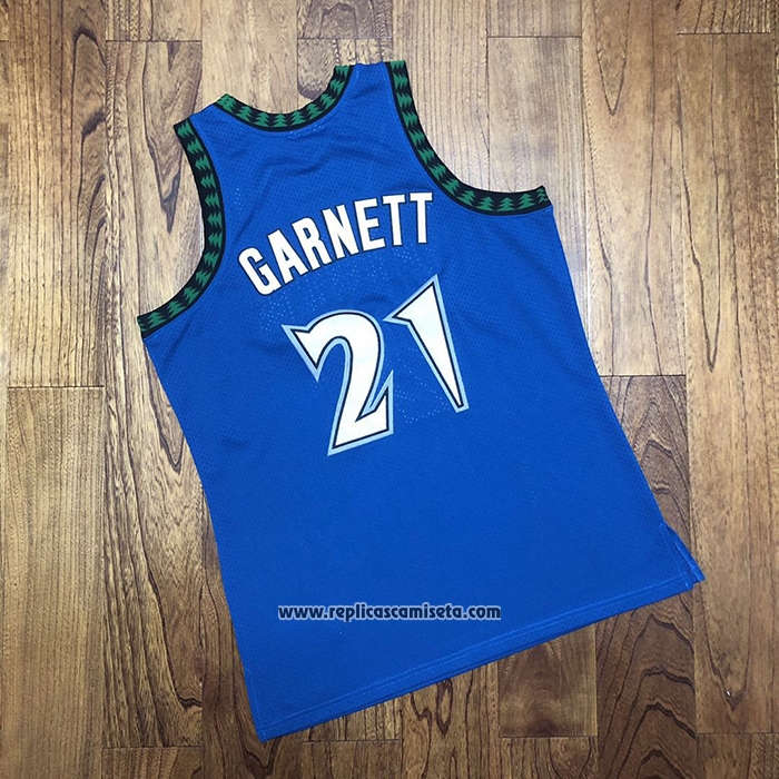Camiseta Minnesota Timberwolves Kevin Garnett #21 Hardwood Classics Throwback 2003-04 Azul